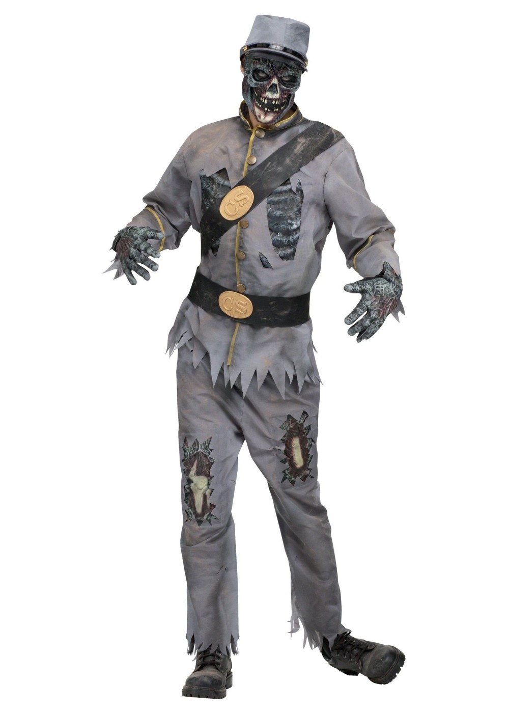 Civil War Confederate Zombie Men Costume